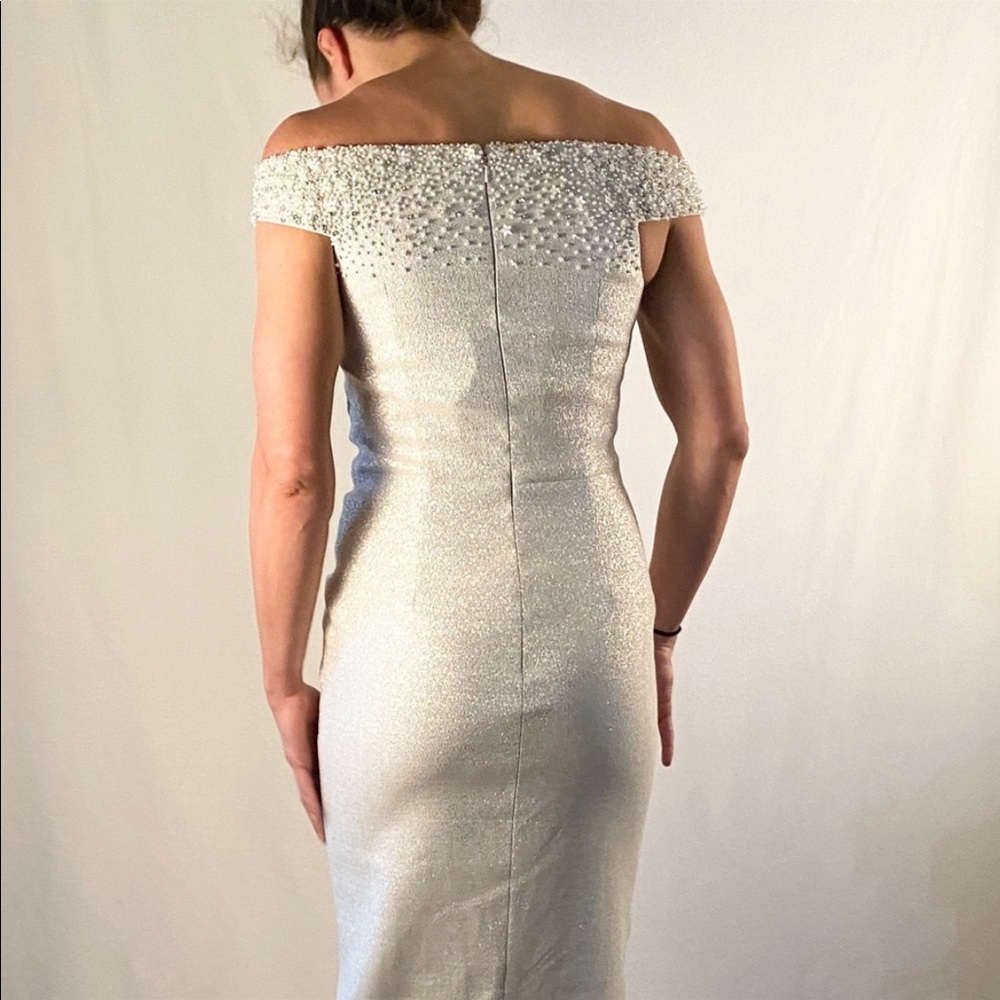 Teri Jon Rickie Freeman Beaded Wedding Dress in Oyster